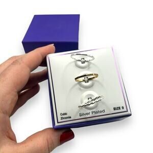 NWT Macy's Silver Plated Ring Set Size 9 Mixed Metal Gold & Silver NEW